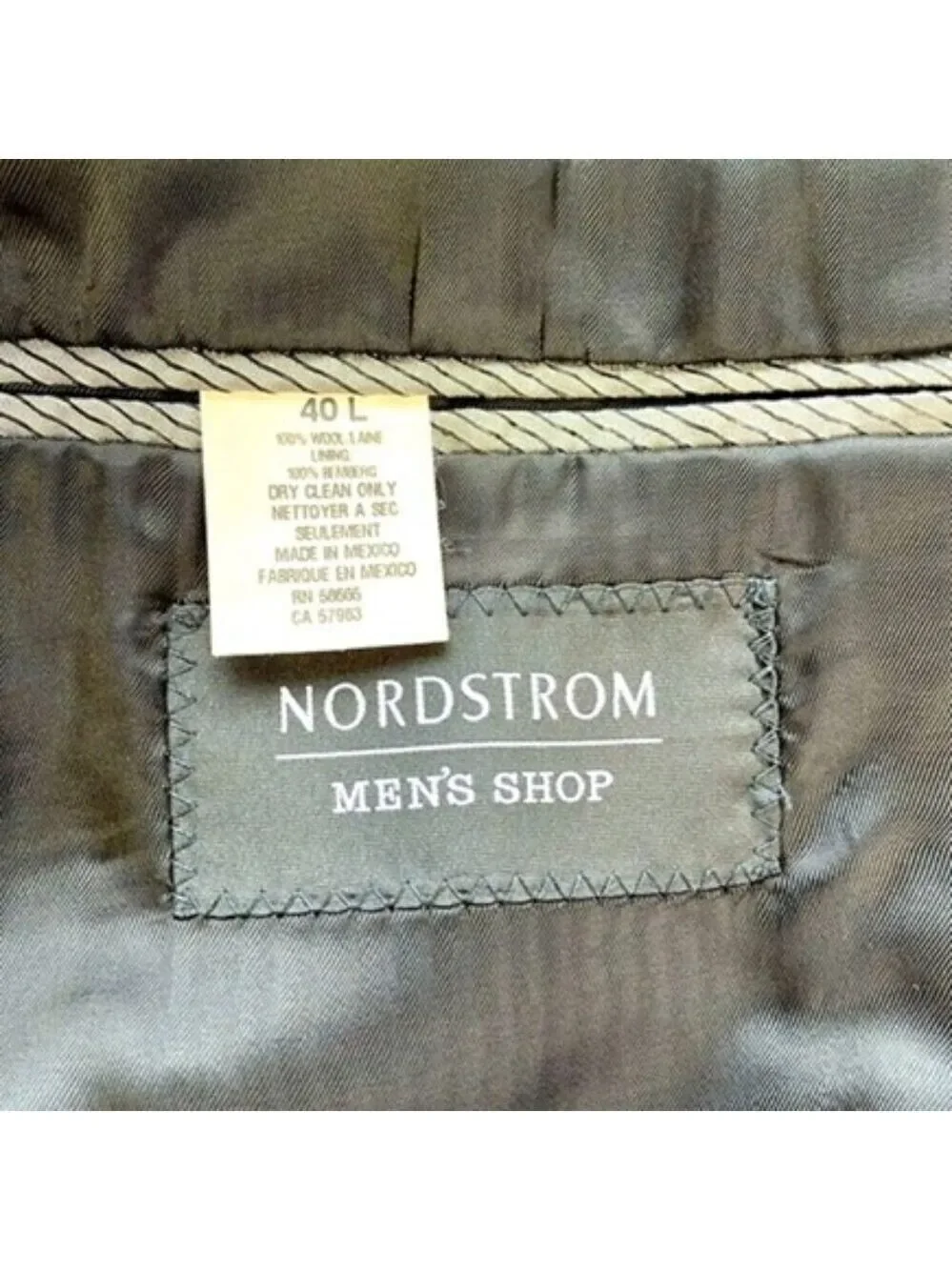 Nordstrom Wool Blazer Black Sport Coat Double Breasted Vented Lined Tall 40L